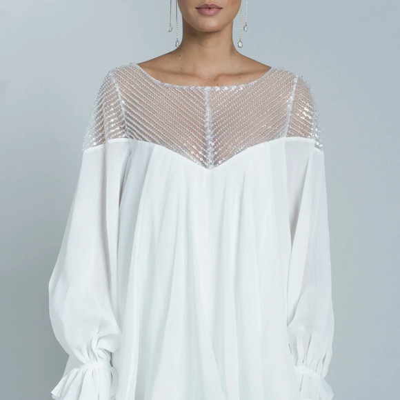 NWT RIME ARODAKY Mar ruffle bead-embellished tulle silk-organza dress Size Small - Picture 16 of 16